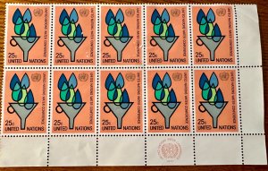 UN New York  #284 Water Conference Inscription block of 10 25c 1977 Mint NH