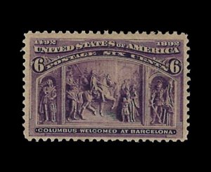 U.S. Scott# 235  1893 6c pur  Columbus Welcomed at Barcelona   mint-h  fine
