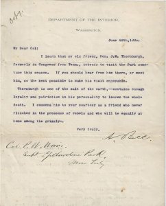 1880 - Official letter to Yosemite Superintendent - Ephemera 1078