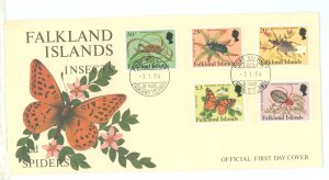 Falkland Islands 397-401 1984 Insects/short set of high values on an unaddressed cachet first day cover.