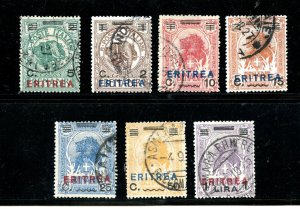 Eritrea #81-87 (E245) Comp 1924 Somalia #10-16 O/P Value & Bar, U,F-VF,CV$82.50