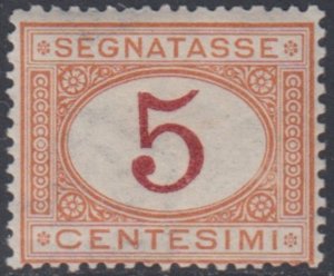 Italy Regno - Sassone Tax n. 5 - cv 3800$ - MH*- SUPER CENTERED