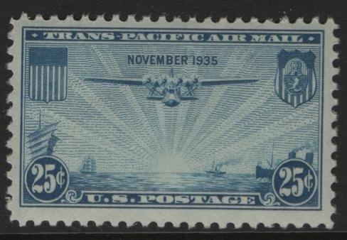 US, C20, MNH, 1935, THE CHINA CLIPPER OVER THE PACIFIC