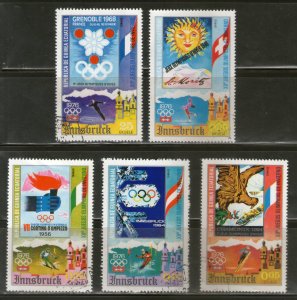 Equatorial Guinea 1976 Olympic Games Sport Skiing Flag 5v Cancelled # 5299a