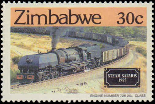 Zimbabwe #487-490, Complete Set(4), 1985, Trains, Never Hinged