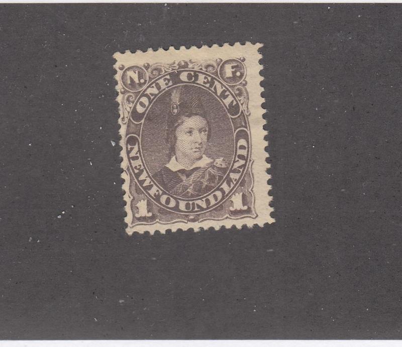 NEWFOUNDLAND # 43  FVF-MH 1cts  1896 EDWARD PRINCE OF WALES/ BROWN CAT VAL $100