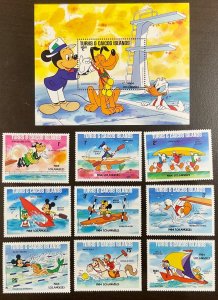 Turks & Caicos Disney 1984 Olympics  Souvenir Sheet plus 9 singles