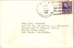 United States Ships 3c Jefferson Prexie 1938 U.S.S. Louisville Bremerton, Was...