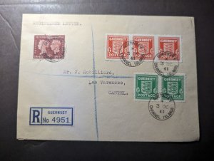 1941 Registered England Channel Islands Cover Guernsey CI to Castel