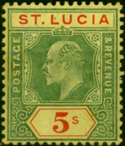 St Lucia 1907 5s Green & Red-Yellow SG77 Fine MM