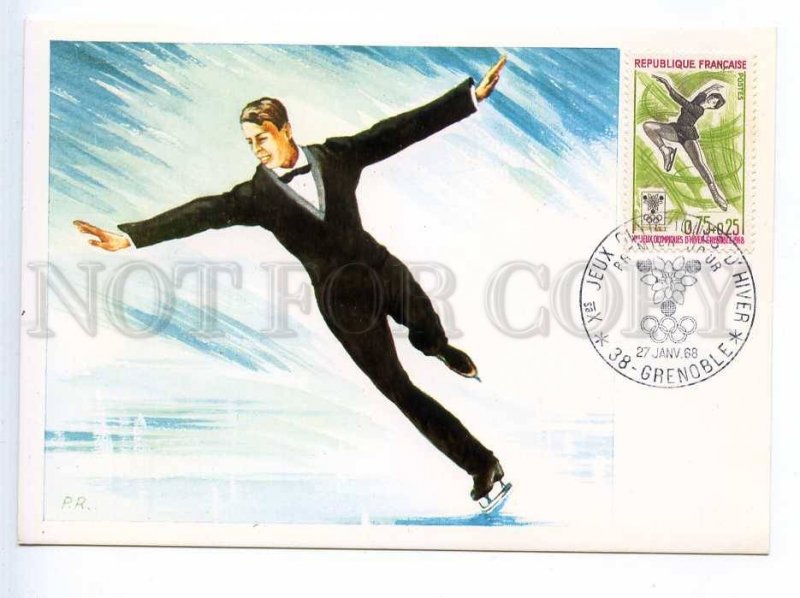 241420 FRANCE GRENOBLE 1968 year olympiad SKATING maxi-card