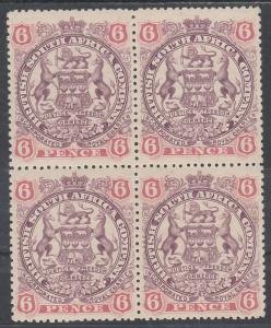 RHODESIA 1897 ARMS 6D MNH ** BLOCK SCROLL NOT CROSSING LEGS