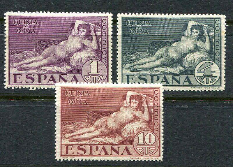 Spain Goya Nude Set Scott 397 - 399