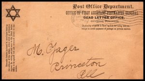 12 Mar 1904 Dead Letter Office Penalty Mail Star Of David To Princeton, IL