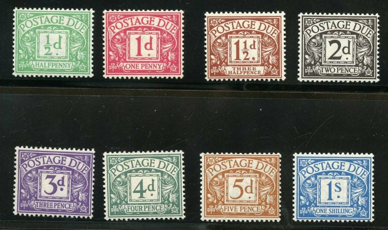 GREAT BRITAIN SCOTT#J1/8 POSTAGE DUES  MINT HINGED WITH REMNANTS