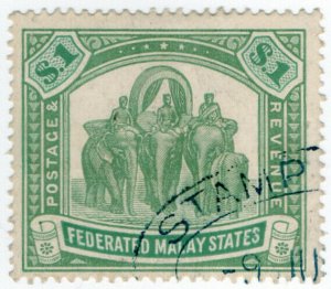 (I.B) Federated Malay States Revenue : Duty Stamp $1