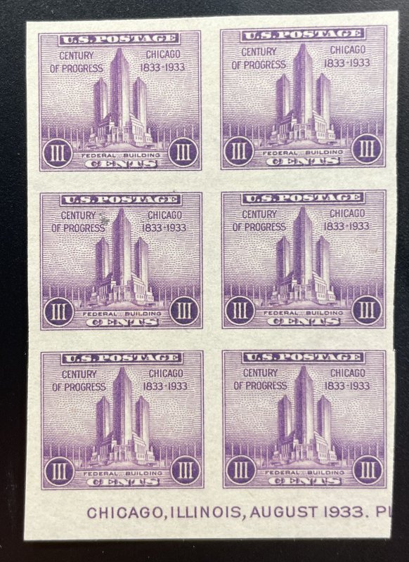 US #731 Block of 6 MNH - Century of Progress Chicago 1833-1933 [R673]