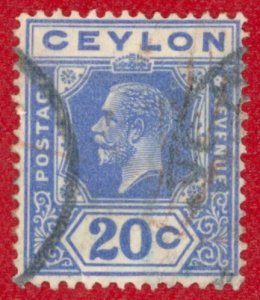 CEYLON Sc 237 USED - 1922 20c King George V - Die II, Wmk: Multi Crown Script CA