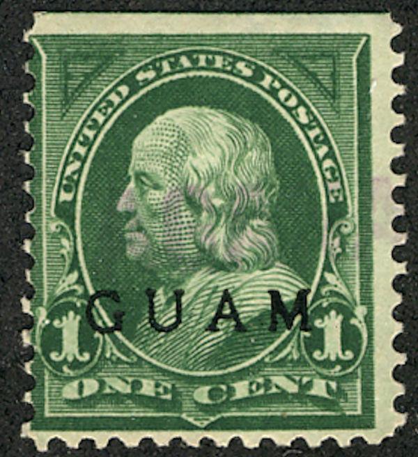 US Guam #1 used, appear mint, very very faint purple cancel, Super Nice!