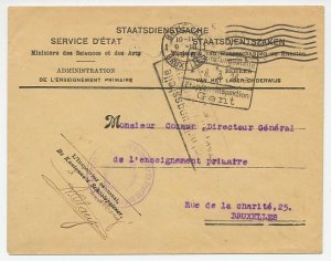 Service cover Belgium 1916 Ministry of Science and Art - Censored - WWI
