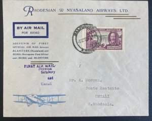 1935 Salisbury Southern Rhodesia First Flight Airmail Cover FFC To Umtali