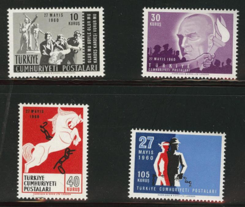 TURKEY Scott 1502-1505 MNH** 1960  Revolution stamp set