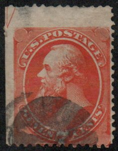 USA #160 Fine, cork cancel, sheet marking arrow, thin, eye popping color, nea...