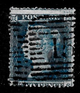 SG 19 2d Deep Blue, plate 4, WMK Small Crown, Perf 16, Lettered JC. Good Used