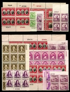 #651-#837 1929-1938 Assorted Plate # Blocks of 4-20 Mint Hinged