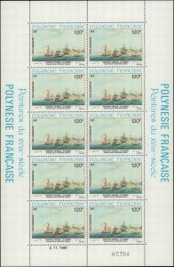 French Polynesia #C187-C190, Complete Set, Sheet of 10, 1981, Art, Never Hinged