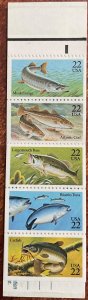 US #2209a MNH Bklt Pane of 5 w/Cover Folded Fish SCV $4.50 L42