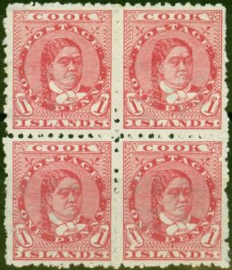 Cook Islands 1902 1d Rose-Pink SG29 Fine LMM & MNH Block of 4