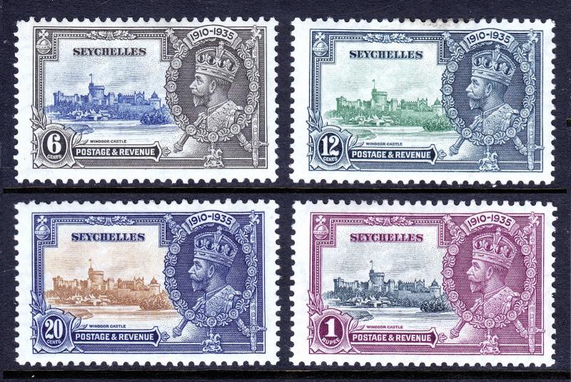 SEYCHELLES — SCOTT 118-121 (SG 128//131) — 1935 JUBILEE SET — MH — SCV $17.50