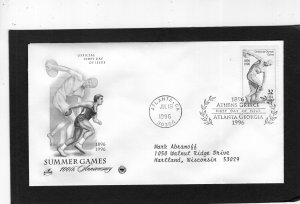 3087 Centennial Olympic Games, FDC Art Craft/PCS cachet addressed