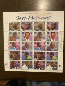 US SC 2983-92 Sheet 32¢ Jazz Musicians, (3) P# P111111, MNH- Superb