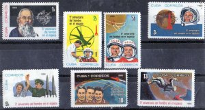 CUBA Sc# 1090-1096  FIRST MAN IN SPACE Cpl set of 7  1966 MNH mint
