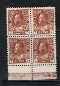 Canada #114 Extra Fine Mint Lathework D Block Bottom Stamps NH Top Hinged