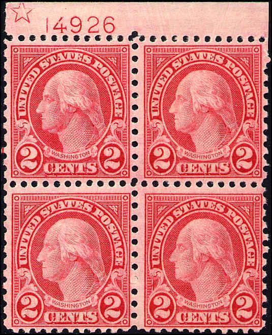 1923 US Stamp #579 A157 2c Mint OG Star Plate Block of 4 Catalog Value $550