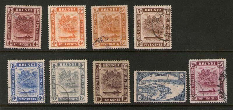 Brunei 1924 Sc 47-9,51-5 FU