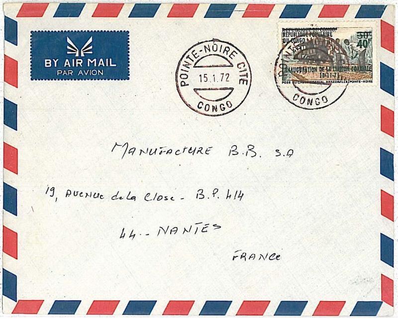 TRAINS - POSTAL HISTORY - COVER : CONGO 1972