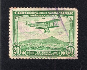 Salvador 1915 1c gray green Overprint, Scott 414 used, value = 25c