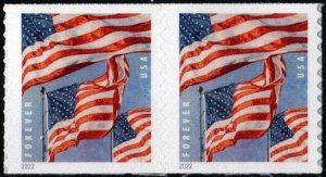 SC#5656 (Forever) U.S. Flags Coil Pair: BCA (2022) SA