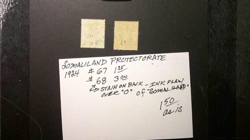 Somaliland Protectorate 1924 #67, 68 M Hinged