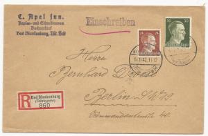 Germany Scott #517 #519 on Registered Cover November 16, 1942