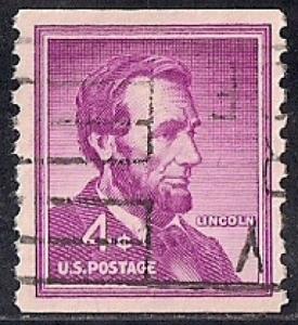 1058 4 cents 1958 Abraham Lincoln, Coil Stamp used VF