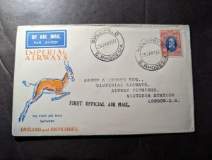 1932 Southern Rhodesia Airmail First Flight Cover FFC Bulawayo to London England