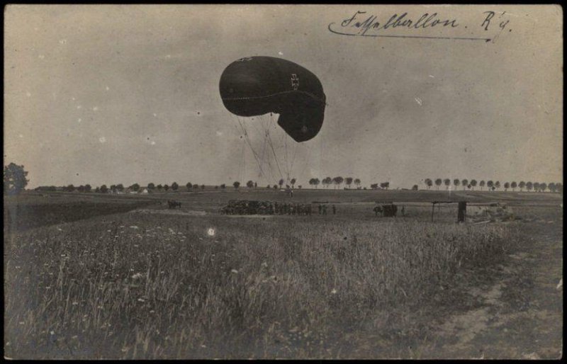 Germany WWI Inf Regt 85 Feldpost Cover Barrage Balloon Fesselballon RPPC G69659
