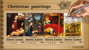 SIERRA LEONE - 2015 - Christmas Paintings - Perf 4v Sheet - Mint Never Hinged