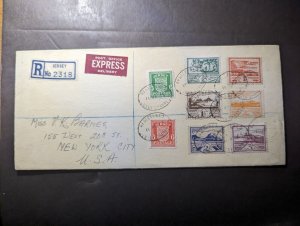 1946 Registered Express England Channel Islands Cover Jersey to New York NY USA