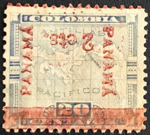 Panama #181d/182d Used? PM Single Inverted Overprint 2c on 20c Map